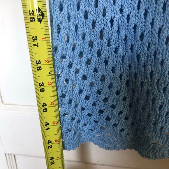 Baby Blue Crochet Swimsuit Cover Size Small Slit Midi Beach Vacation Boho - Picture 7 of 9